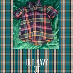 Old Navy Kids Plaid Button-Down Shirt - Blue and Pink